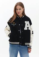 Women Mixed Oversize Bomber Jacket