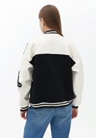 Women Mixed Oversize Bomber Jacket