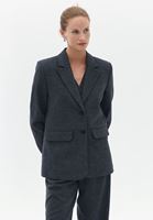 Women Grey Wool Blended Oversize Jacket