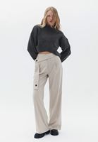 Women Grey Wool Blended Crop Sweater