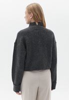 Women Grey Wool Blended Crop Sweater