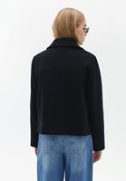 Women Black Wool Blended Crop Jacket