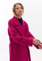 Women Pink Wool Blended Coat with Belt