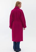 Women Pink Wool Blended Coat with Belt