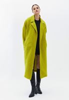 Women Yellow Wool Blended Coat with Belt