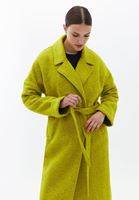 Women Yellow Wool Blended Coat with Belt