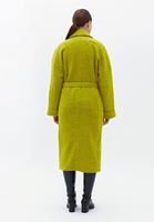 Women Yellow Wool Blended Coat with Belt