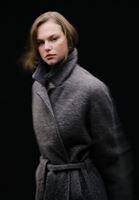 Women Grey Wool Blended Coat with Belt