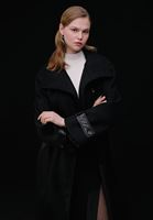 Women Black Wool Blended Oversize Jacket