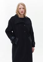 Women Black Wool Blended Oversize Jacket