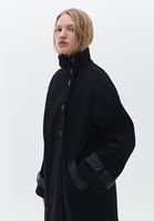 Women Black Wool Blended Oversize Jacket