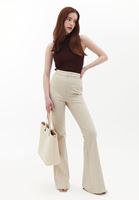 Women Beige High Rise Flared Pants