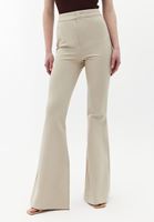 Women Beige High Rise Flared Pants