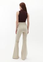 Women Beige High Rise Flared Pants