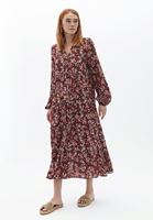 Women Mixed Maxi Kimono with Buttons