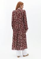 Women Mixed Maxi Kimono with Buttons