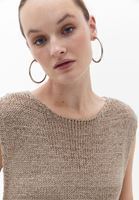 Women Beige Knitwear Pullover with Tie-up Detail