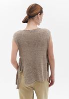 Women Beige Knitwear Pullover with Tie-up Detail