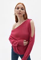 Bayan Pembe Cut-Out Detaylı Triko