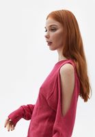 Bayan Pembe Cut-Out Detaylı Triko
