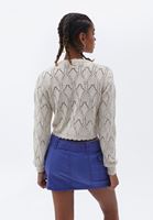 Women Cream Embroidered Crop Cardigan