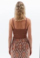 Women Brown Knitwear Singlet with Tassels