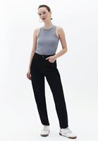 Women Black Ultra High Rise Mom-fit Pants