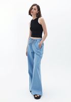 Women Blue High Rise Wide Leg Pants