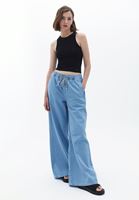 Women Blue High Rise Wide Leg Pants