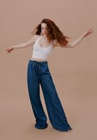 Women Blue High Rise Wide Leg Pants