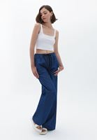 Women Blue High Rise Wide Leg Pants