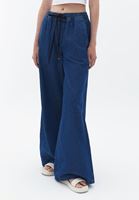 Women Blue High Rise Wide Leg Pants