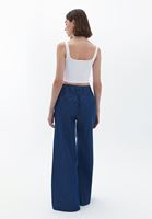 Women Blue High Rise Wide Leg Pants