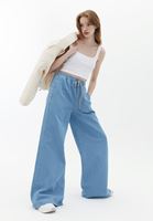 Bayan Mavi Yüksek Bel Wide-Leg Pantolon
