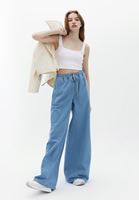 Bayan Mavi Yüksek Bel Wide-Leg Pantolon