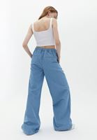 Bayan Mavi Yüksek Bel Wide-Leg Pantolon