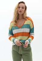 Bayan Çok Renkli Loose-Fit Çizgili Kazak