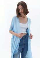 Women Blue Midi Legth Basic Kimono