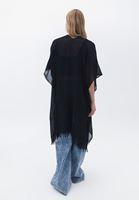 Women Black Midi Legth Basic Kimono