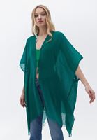 Women Green Midi Legth Basic Kimono