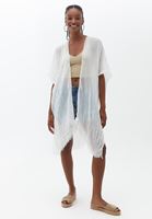 Women Cream Midi Legth Basic Kimono