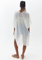 Women Cream Midi Legth Basic Kimono