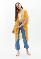 Women Yellow Midi Legth Basic Kimono