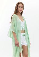 Women Green Midi Legth Basic Kimono