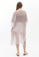 Women Beige Midi Legth Basic Kimono