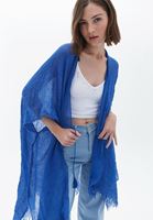 Women Blue Midi Legth Basic Kimono