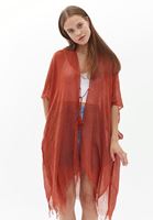 Women Red Midi Legth Basic Kimono