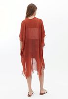 Women Red Midi Legth Basic Kimono