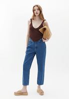 Women Blue High Rise Mom Fit Pants