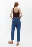 Women Blue High Rise Mom Fit Pants